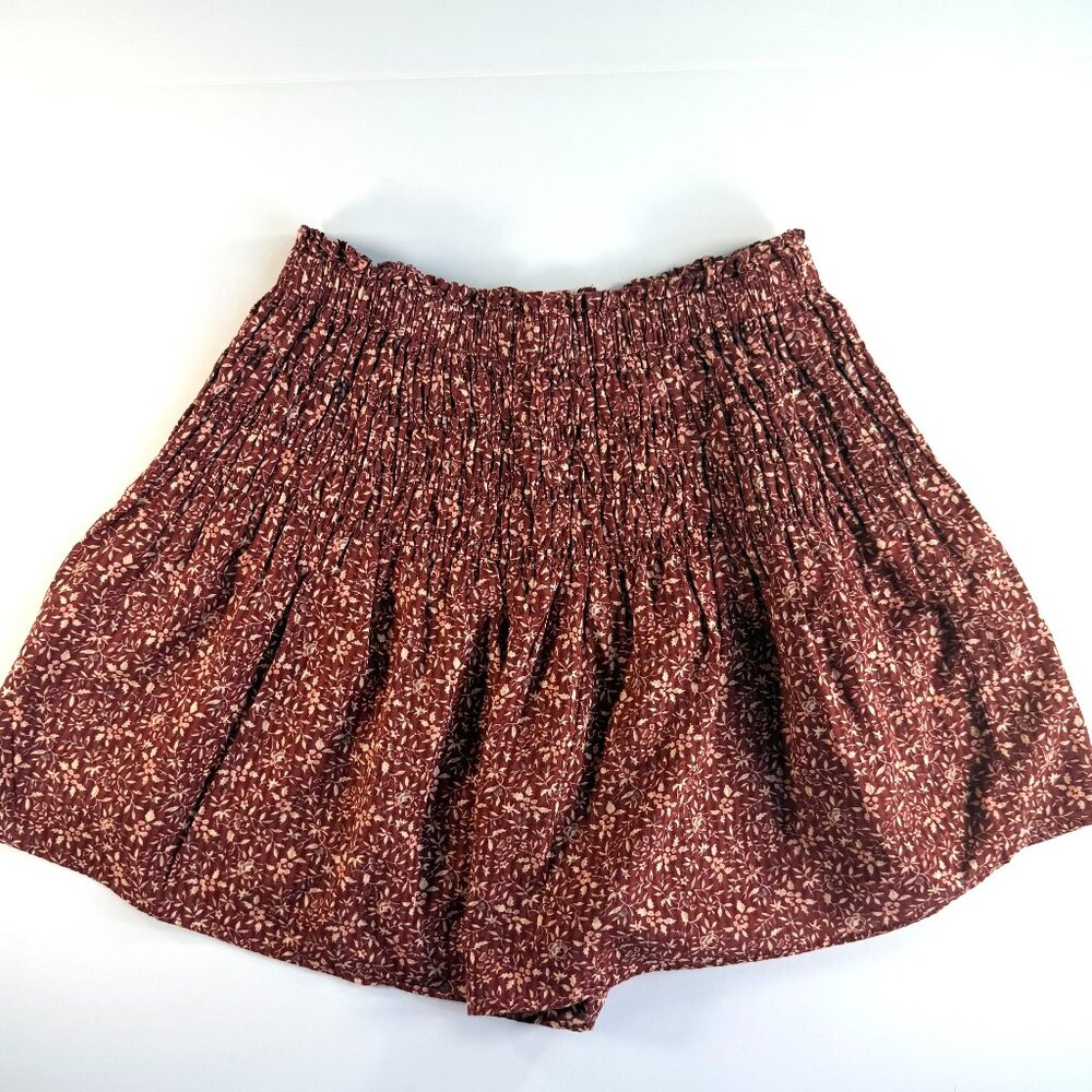 Madewell Florentine Floral High Waist Smocked Pull On Skort Shorts Size XXS